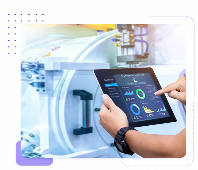 Professional using an analytics dashboard in a modern facility